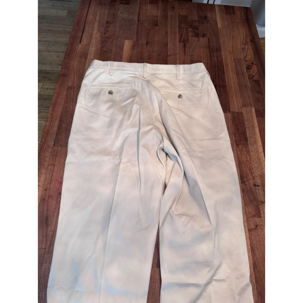 Lands End Mens 32 Traditional Fit No Iron Comfort Waist Chino Pants Light Stone